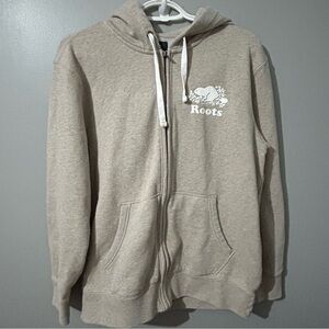 Roots Beige Full-Zip Hoodie Women’s Size Small